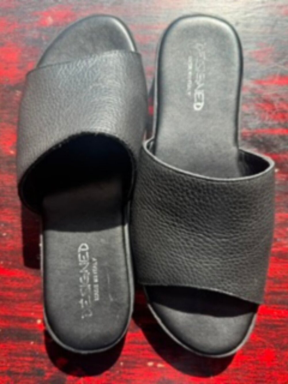 Italian Pebble Leather Platform Slide Sandals Women’s EU 40 / Women’s 9–9 Black